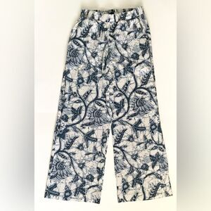 Peruvian Connection Slide On Flare Pants Blue/White Size XS